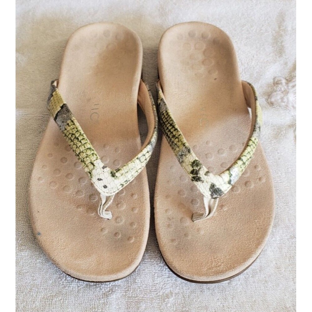 Vionic‎ Dillon snake embossed sandals flip-flops suede footbed Women’s Size 8